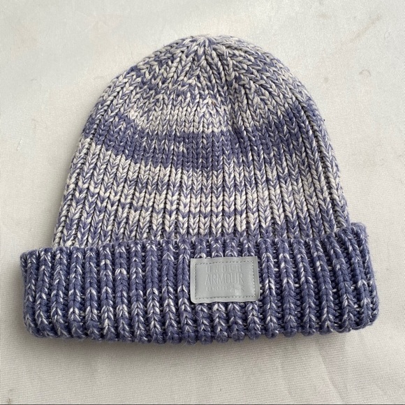 Under Armour blue white silver thread fold beanie hat - Picture 1 of 2